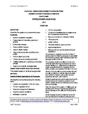 Maryland 338: Prescribed Burning