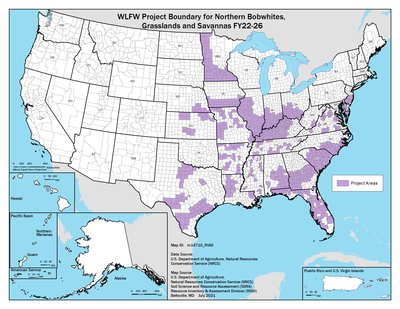 Bobwhite Grasslands and Savannas Project Boundaries FY22-26