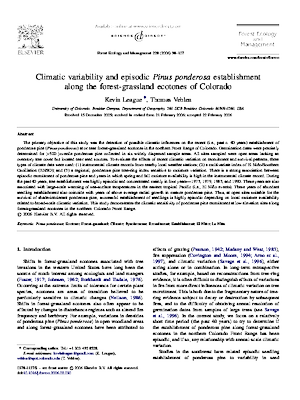 Climatic variability and episodic Pinus ponderosa establishment along the forest-grassland ecotones of Colorado