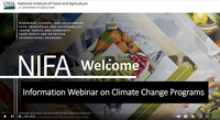 NIFA's Information Webinar on Climate Change Programs