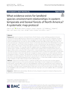 What evidence exists for landbird species-environment relationships in eastern temperate and boreal forests of North America? A systematic map protocol